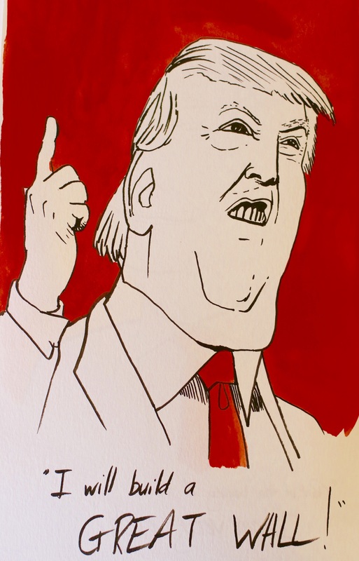 Donald Trump, watercolour and ink