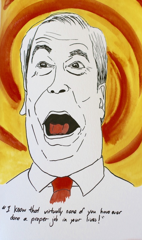 Farage watercolour and ink