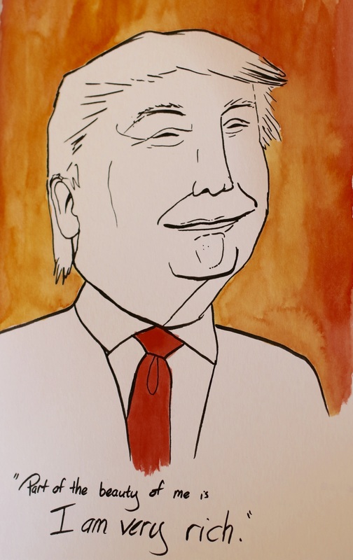 Donald Trump watercolour and ink